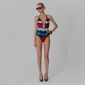 Milly for Bergdorf Goodman Halter One-Piece Swimsuit- Small